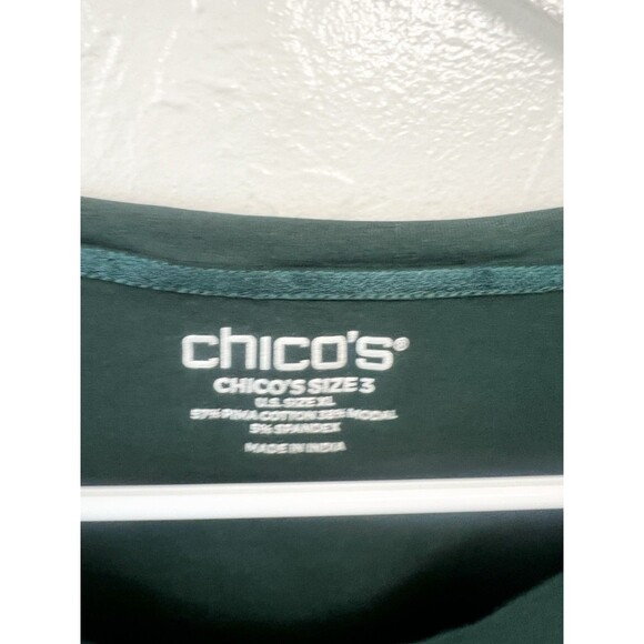 Chicos Touch of Cool Layering Tee T Shirt Size 3 XL Lot Red Green Long Sleeve - Picture 6 of 8